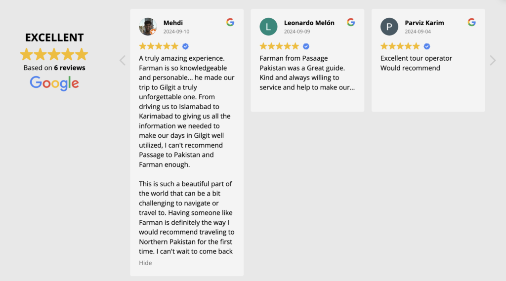 Passage to Pakistan Testimonials