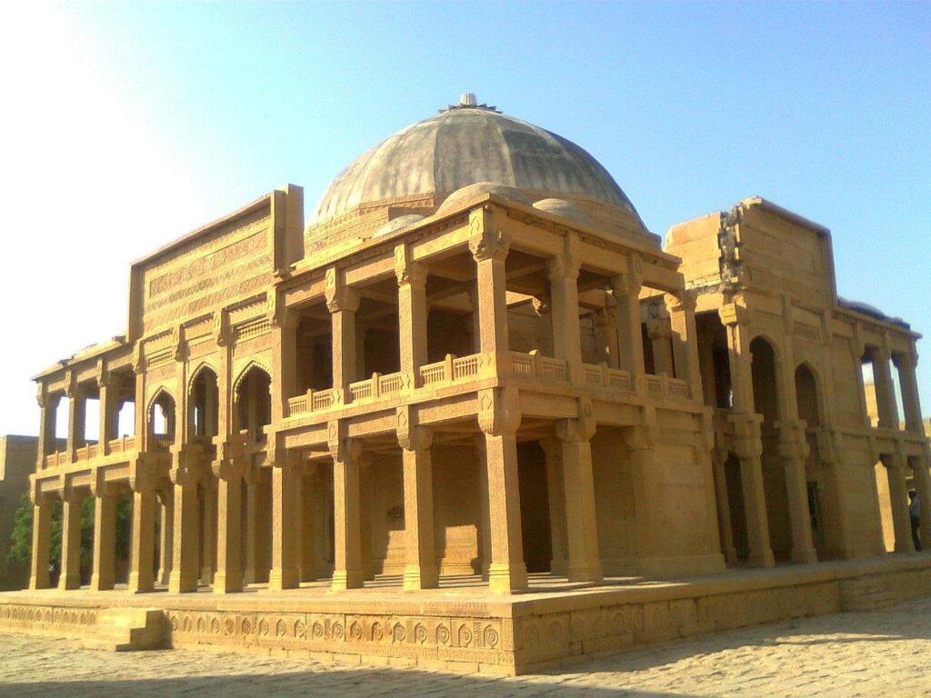 Two-storey carved stone tomb of Isa Khan Tarkhan II at Makli Necropolis, Thatta