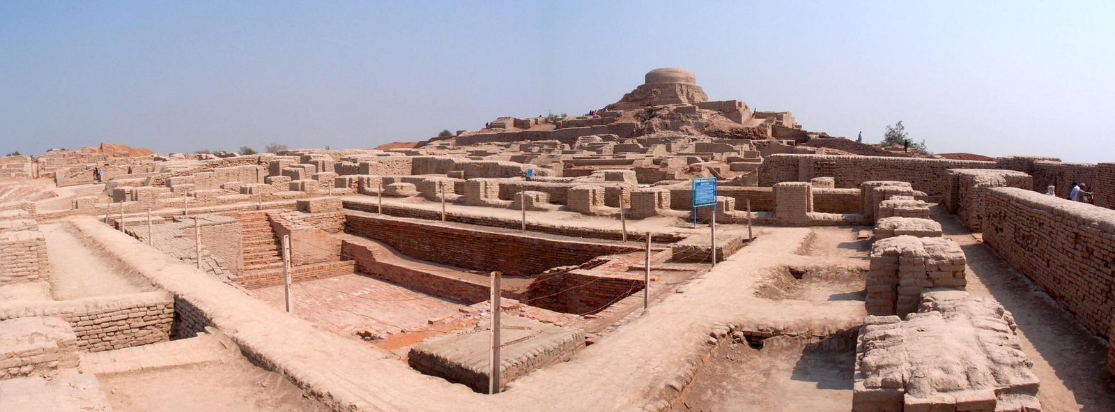 Panoramic view of Mohenjo-daro ruins with the Great Bath and Buddhist stupa, UNESCO World Heritage Site