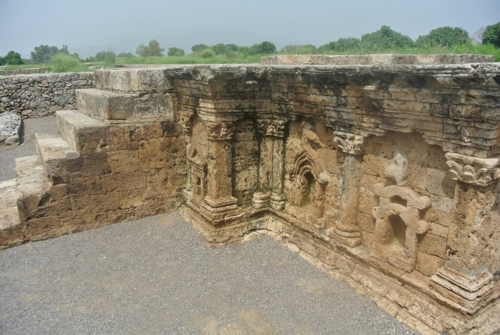 Double-Headed Eagle Stupa with Greek columns and Buddhist niches at Sirkap, Taxila